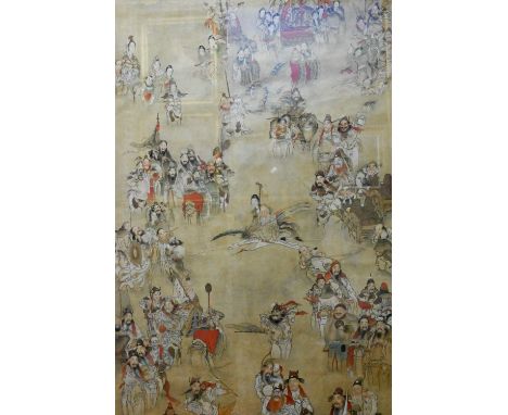 A large late 19th or early 20th century Chinese 'Assembly of Gods' picture signed 'Qian Hui An' (1833-1911) painted and print