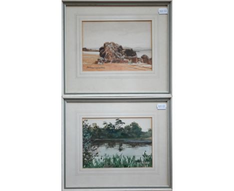 Norman Wilkinson (1878-1971) - Three views - 'Still waters', 'Quiet lake, Romsey' and 'The Beach', watercolour, each signed, 