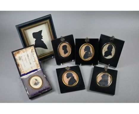 A Victorian watercolour portrait miniature of a gentleman, signed Henry Charles Heath in Monroe co. pocket-case, to/w four pa