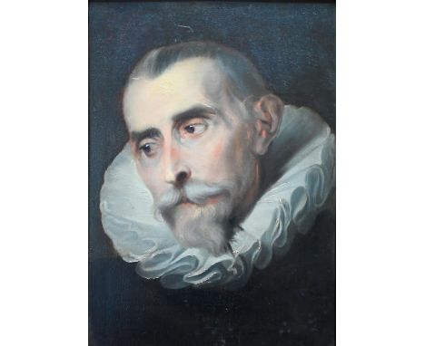 Early 19th century Spanish school - Portrait of a gentleman in a ruff, oil on panel, 43 x 30 cm 