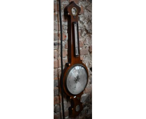 G Fagioli, 3 Gt. Warner St, London, a Victorian rosewood barometer with engraved silvered dial, level, thermometer and humidi