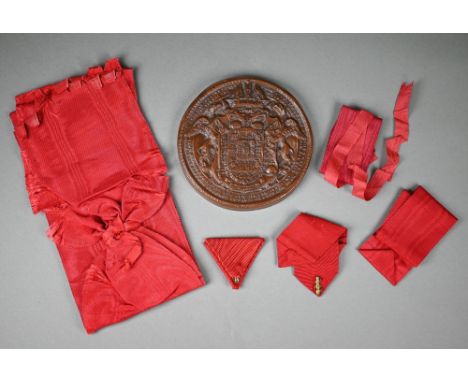 Imperial Order of Franz Joseph (1849), a selection of original old silk ribbons including a sash, circa 1850, worn; three nec