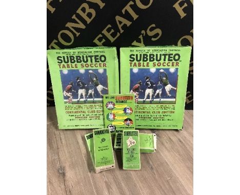 BOX OF SUBBUTEO INCLUDING TWO SETS OTHER TEAMS ACCESSORIES, VINTAGE