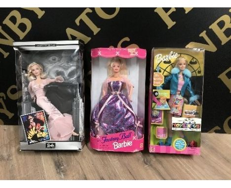 BARBIE - 3 COLLECTORS SPECIAL EDITIONS, MINT IN UNOPENED BOXES, KING KONG 56737, FANTASY BALL (1997) 18594 AND TOYS"R"US TIME