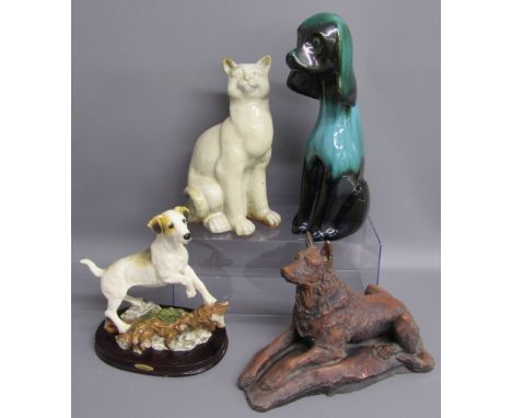 The Juliana Collection Jack Russell, large Poole style dog, large ceramic cat and heavy Alsatian figurine