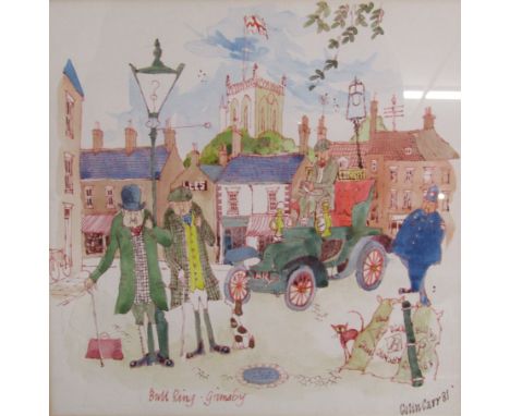 Colin Carr '81 framed watercolour 'Bull Ring - Grimsby'&nbsp; - approx. 31cm x 31cm