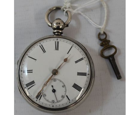 Silver open faced pocket watch R C Marsh, Birmingham (working)
