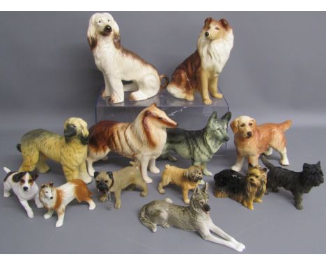 13 various ceramic and resin dog figures