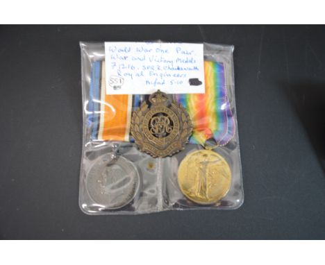 World War One medal pair, comprising British War Medal &amp; Victory Medal to 71216 Sapper R Charlesworth, Royal Engineers (c