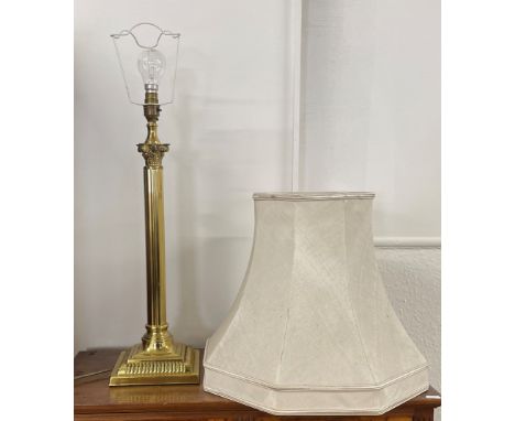 Brass column table lamp