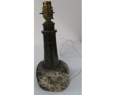 Cornish serpentine lighthouse style lamp 28cm