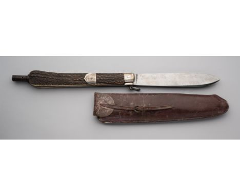 A RARE FOLDING HUNTING LANCE-KNIFE, KOOYSTRA, 69 OXFORD STREET, MID-19TH CENTURY with broad spear-point locking blade stamped