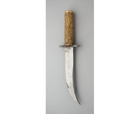 A LARGE BOWIE KNIFE, JOSEPH RODGERS &amp; SONS, 6 NORFOLK STREET, SHEFFIELD, LATE 19TH CENTURY with strongly curved ‘scimitar