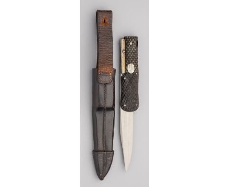 A MILITARY FOLDING LOCK KNIFE INSCRIBED TO MAJOR B. PIGOTT, XXI HUSSARS, ARMY &amp; NAVY, DATED 1888 with folding locking bla