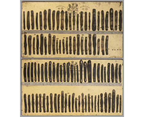 JOSEPH RODGERS &amp; SONS LTD, 6 NORFOLK STREET, SHEFFIELD: TWO PENKNIFE COMPONENT DISPLAY BOARDS, LATE 19TH/20TH CENTURY com