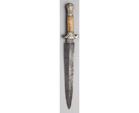 AN ARKANSAS BOWIE KNIFE, MORTON &amp; SON, SHEFFIELD, CIRCA 1850-60 with tapering blade of flattened-diamond section, recesse