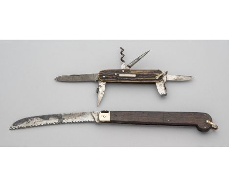 A FOLDING KNIFE SAW, UNDERWOOD, LONDON AND A POCKET KNIFE, GEORGE GILL &amp; SONS, LATE 19TH/20TH CENTURY the first with sign