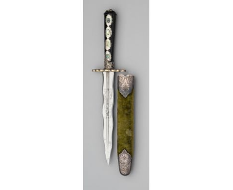 A DAGGER, JOSEPH ELLIOTT &amp; SONS, SHEFFIELD, LATE 19TH CENTURY with wavy blade formed with a long fuller on each face, etc