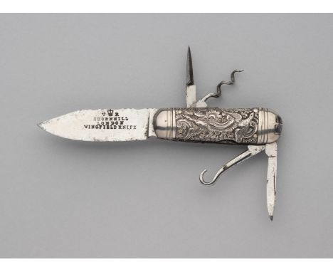 A SILVER-MOUNTED FIXED-BLADE COMPANION KNIFE, THORNHILL, LONDON, 1874, PROBABLY THOMAS JOHNSON with clip-point blade stamped 
