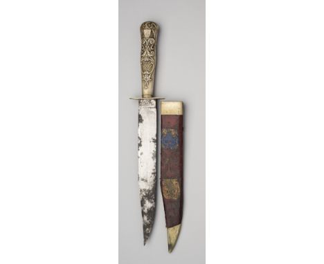 A BOWIE KNIFE, EDWARD BARNES &amp; SONS, LATE 19TH CENTURY with single-edged blade formed with a clipped-back point, etched o