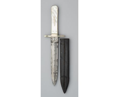 A DAGGER, GEORGE WOSTENHOLM, SHEFFIELD, THIRD QUARTER OF THE 19TH CENTURY with doubled-edged broad blade, signed rectangular 