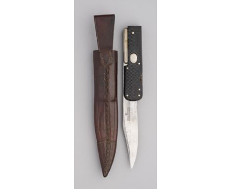 A MILITARY FOLDING LOCK KNIFE, CHRIS JOHNSON & CO, SHEFFIELD, CIRCA 1880-90 with folding locking blade stamped with the maker