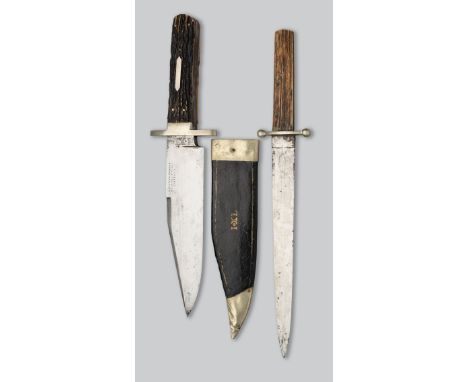 A BOWIE KNIFE, G. WOSTENHOLM &amp; SON, WASHINGTON WORKS, SHEFFIELD, EARLY 20TH CENTURY AND A DAGGER FOR THE AMERICAN MARKET,