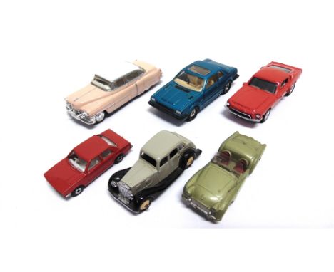 SIX ASSORTED DIECAST MODELS comprising a Dave Gilbert (D.G.) M.G. YA Tourer, pale grey with a black chassis and buff hubs, ne