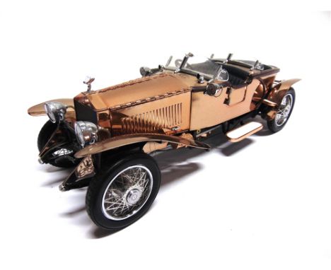 A 1/24 SCALE FRANKLIN MINT 1921 ROLLS-ROYCE SILVER GHOST copper covered, near mint (slightly dusty and tarnished), boxed.