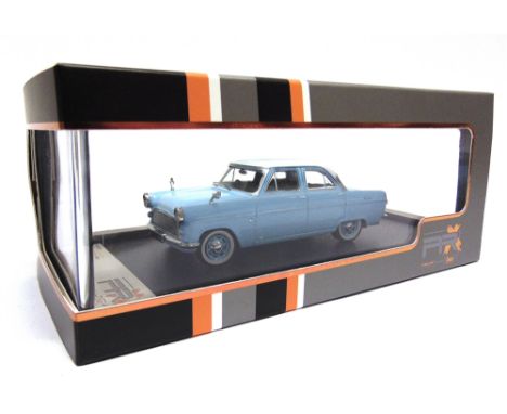 A 1/43 SCALE PREMIUM X NO.PRD551, 1959 FORD CONSUL MKII  light blue with a white roof, mint, boxed. 