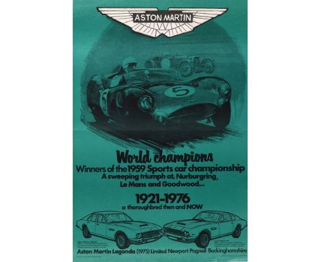 TWO POSTERS the first for Aston Martin, 1976, 53.5cm x 36cm; and Mercedes-Benz, 1976, 54cm x 40cm, unframed.