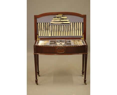 A PLATED TABLE SERVICE for twelve place setttings, maker Roberts &amp; Belk, mid 20th century, in Rat Tail pattern, comprisin