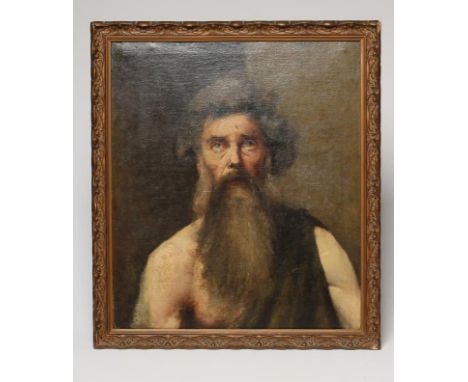 THEO VAN DOORMAAL (Belgian 1871-1910), "Portrait of Leo Tolstoy", half length, oil on canvas, signed, inscribed on stretcher,