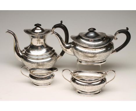 A COMPOSITE FOUR PIECE SILVER TEA AND COFFEE SERVICE, maker C.S. Green &amp; Co. Ltd., Birmingham 1925, 1930 (teapot) and 194