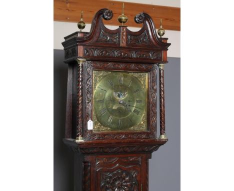 AN OAK LONGCASE CLOCK by Thomas Lister, Halifax, the thirty hour movement with anchor escapement and outside count wheel stri