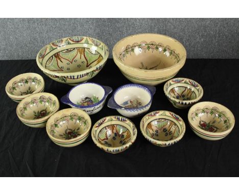 A mixed collection of hand painted ceramic bowls. H.12 Dia.26cm. 