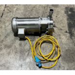 Alfa Laval 5 hp All S/S Centrifugal Pump, Model GHH-10 with 2" x 2.5" S/S Head, Baldor Electric
