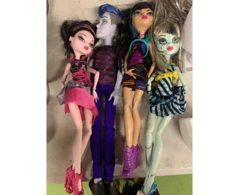 FOUR MATTEL GOTHIC STYLE DOLLS 