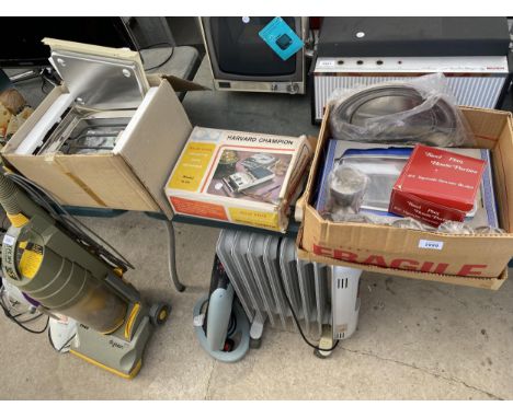 AN ASSORTMENT OF ITEMS TO INCLUDE A HARVARD CHAMPION CASSETTE RECORDER AND A WARMING PLATE ETC 