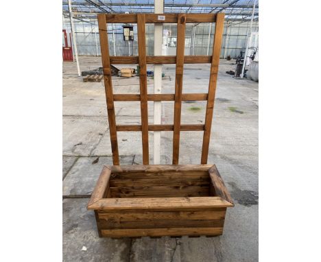 AN AS NEW EX DISPLAY CHARLES TAYLOR TROUGH PLANTER WITH TRELLIS BACK (W:82CM) *PLEASE NOTE VAT TO BE CHARGED ON THIS ITEM* 