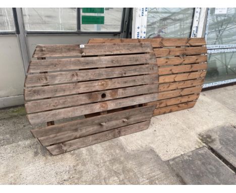 TWO WOODEN CHARLES TAYLOR EX DISPLAY TABLE TOPS IN NEED OF ATTENTION *PLEASE NOTE FULL VAT ON THIS ITEM* 