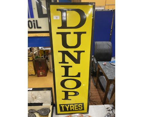 A LARGE DUNLOP TYRES ENAMEL SIGN, 91 X 31CM 