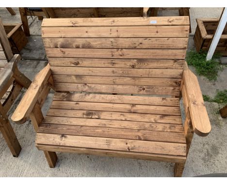 AN EX DISPLAY CHARLES TAYLOR TWO SEATER GARDEN BENCH *PLEASE NOTE VAT TO BE CHARGED ON THIS ITEM* 