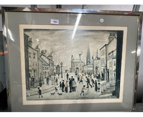 AN L.S. LOWRY FRAMED ART PRINT 1935 "A LANCASHIRE VILLAGE" 