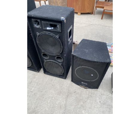 A LARGE OMNITRONIC SPEAKER AND A FURTHER SKYTEC SPEAKER 