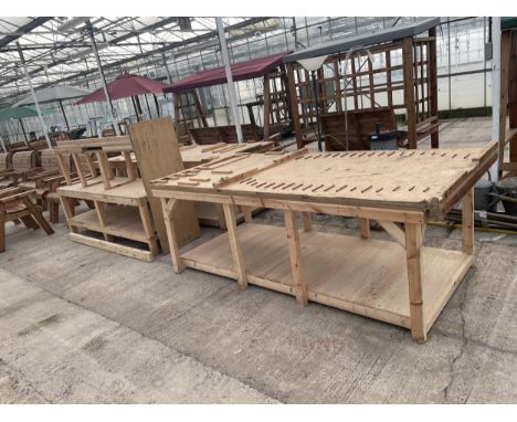 A LARGE ASSORTMENT OF WOODEN WORK BENCHES *PLEASE NOTE FULL VAT ON THIS ITEM* 