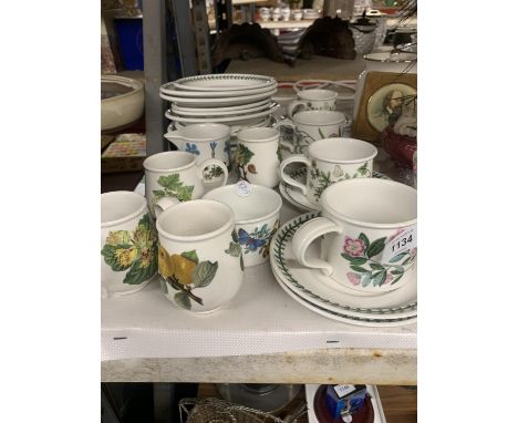 A LARGE QUANTITY OF PORTMEIRION TO INCLUDE PLATES, CUPS, SAUCERS, CREAM JUG, SUGAR BOWL, ETC 