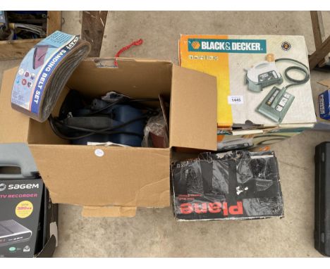 A POWER CRAFT BELT SANDER, A BLACK AND DECKER WALL PAPER STRIPPER ANDF AN ELECTRIC WOOD PLANER ETC 