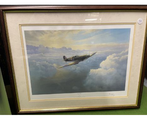 A SIGNED FRAMED PRINT OF TEST PILOT BY TREVOR LAY 