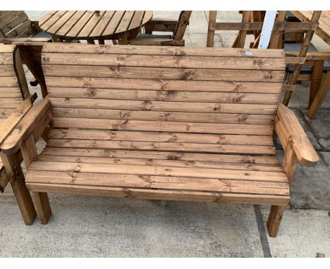 AN EX DISPLAY CHARLES TAYLOR THREE SEATER GARDEN BENCH (ONE SLAT NEEDS REATTATCHING) *PLEASE NOTE VAT TO BE CHARGED ON THIS I